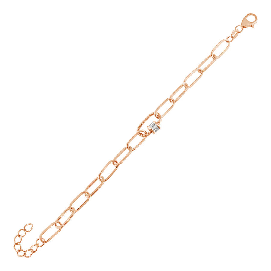 FS0159 925 Sterling Silver Pave Rope Toggle Link Bracelet