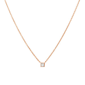 FX0515 925 Sterling Silver Square Cubic Zircon Necklace