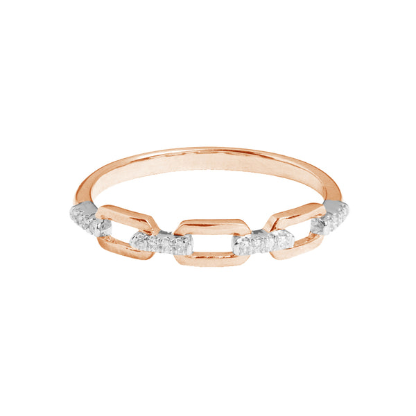 FJ0662 925 Sterling Silver Cubic Zircon Link Chain Ring