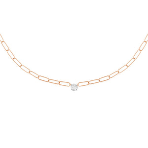 FX0714 925 Sterling Silver Cubic Zirconia Link Necklace