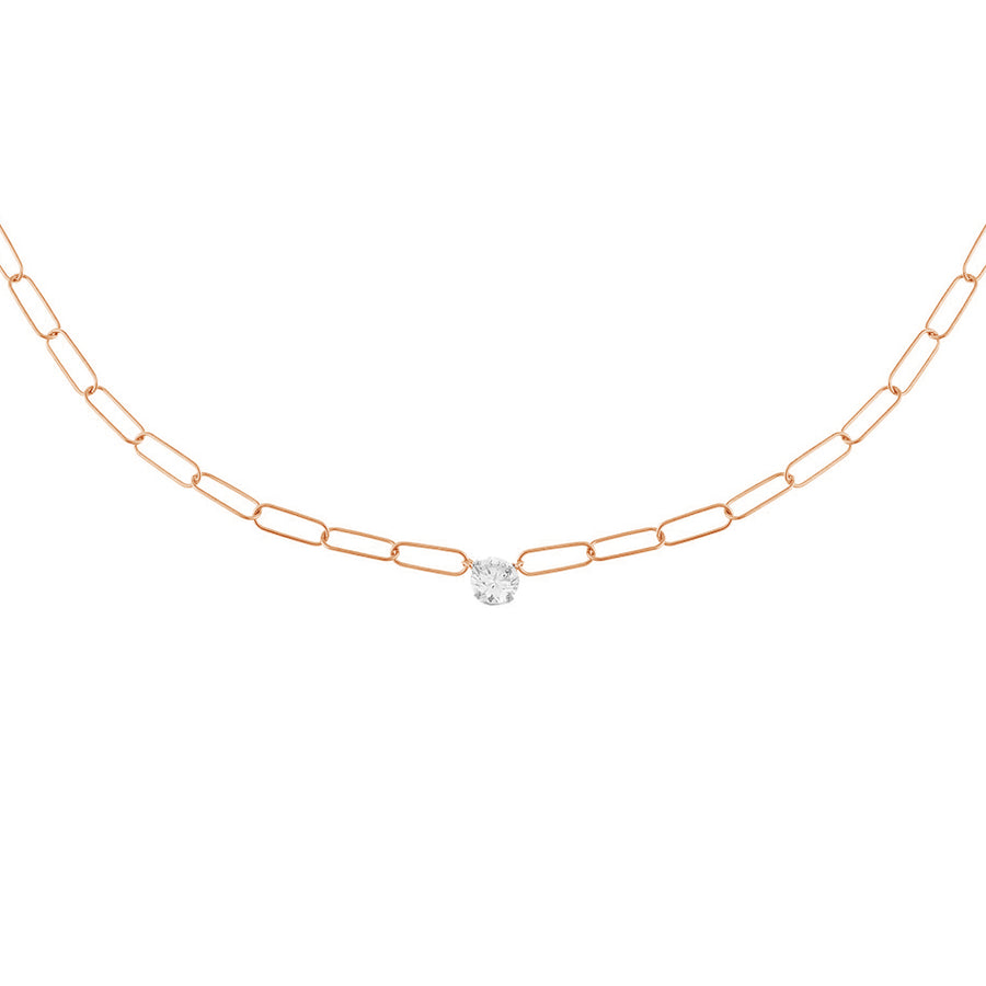 FX0714 925 Sterling Silver Cubic Zirconia Link Necklace