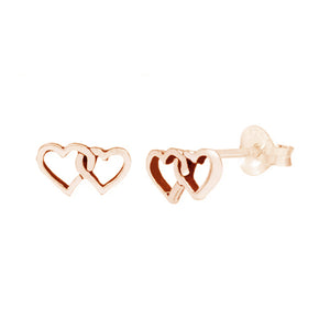 FE0136 925 Sterling Silver Double Heart Stud Earrings