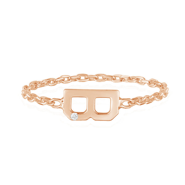 FJ0561 925 Sterling Silver Sideway Initial Link Ring