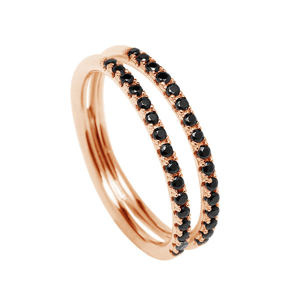 FJ0202 925 Sterling Silver Black Zircon Ring