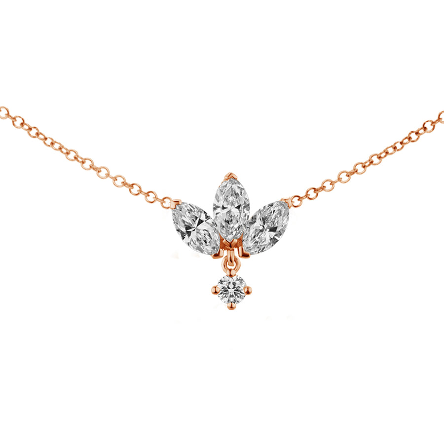 FX0563 925 Sterling Silver Cubic Zirconia Lotus Necklace