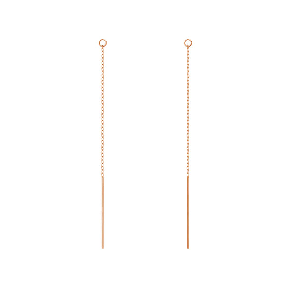 FE1407 925 Sterling Silver Long Chain Stud Earrings