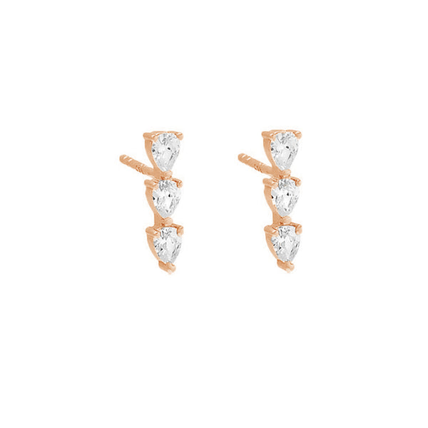 FE1933 925 Sterling Silver Vertical Cubic Zirconia Stud Earrings