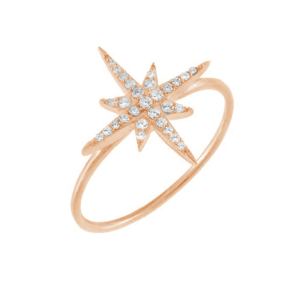 FJ0363 925 Sterling Silver Large Starburst Zircon Ring