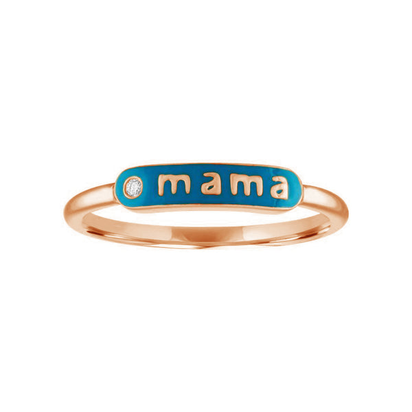FJ0407 925 Sterling Silver MAMA Signet Enamel Ring