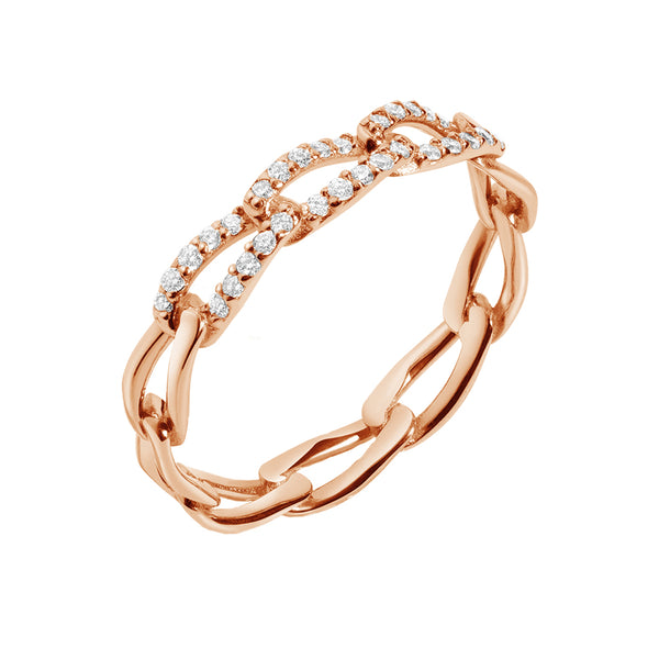 FJ0717 925 Sterling Silver Link Cubic Zirconia Ring