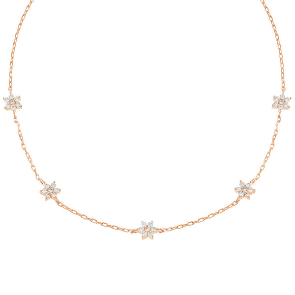 FX0578 925 Sterling Silver Multi-Flower Necklace
