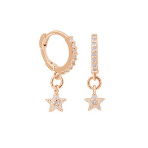 FE1045 925 Sterling Silver Star Huggie Earrings