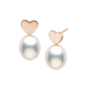 FE1477 925 Sterling Silver Heart Freshwater Pearl Stud Earring