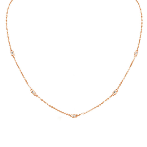 FX0442 925 Sterling Silver Bezel Baguette Zircon Necklace