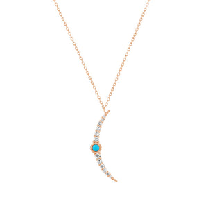 FX0677 CZ Turquoise Crescent Moon Necklace