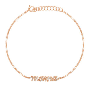 FS0162 925 Sterling Silver Diamond Mama Bracelet