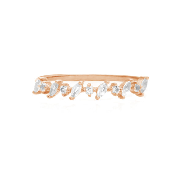 FJ0695 925 Sterling Silver Tiara Topaz Band Ring