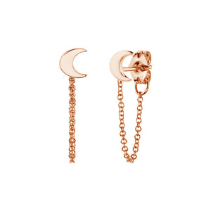 FE1145 925 Sterling Silver Moon Connected Chain Earrings