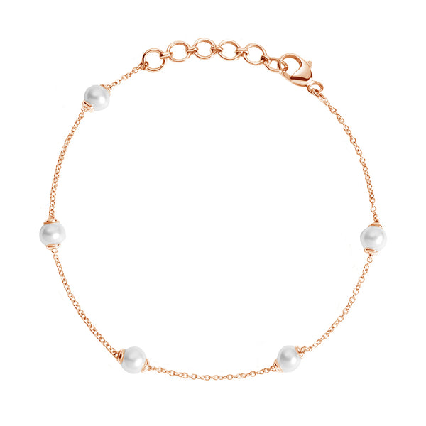 FS0218 925 Sterling Silver Pearl Chain Bracelet