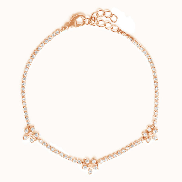 FS0226 925 Sterling Silver Floral Pave Zircon Bracelet