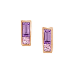 FE1450 925 Sterling Silver Purple & Pink Sapphire Stud Earring