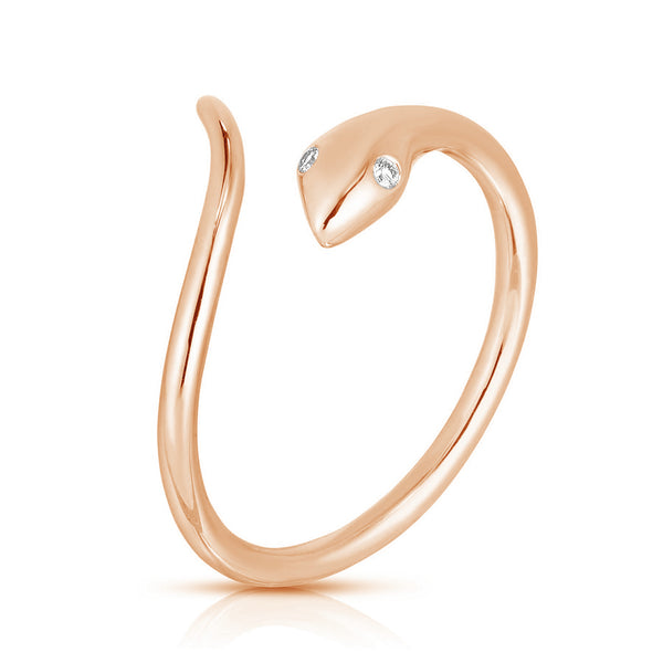 FJ0432 925 Sterling Silver Zircon Snake Ring
