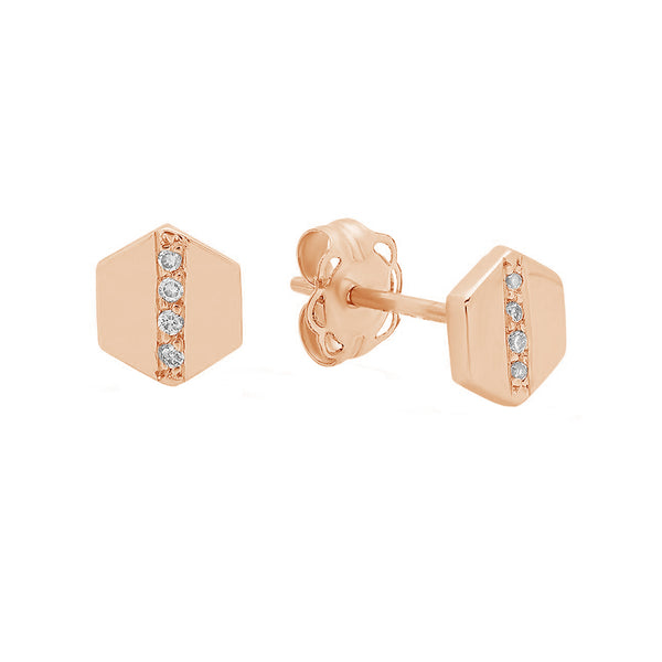 FE1449 925 Sterling Silver Hexagon Geometry Stud Earrings
