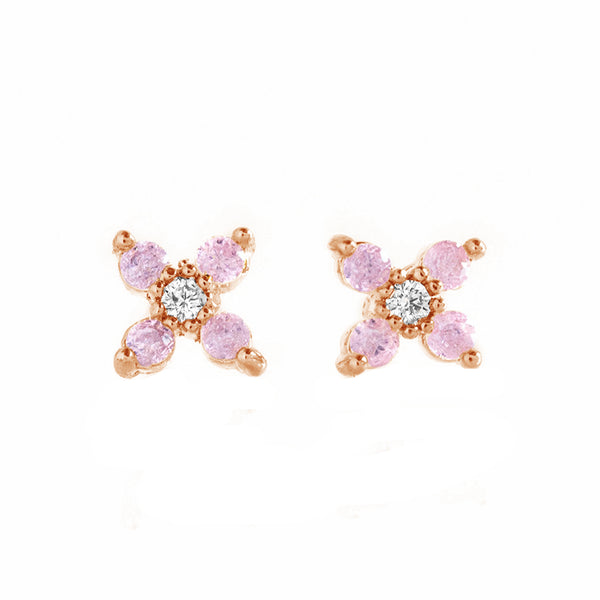 FE1565 925 Sterling Silver Flower Zircon Stud Earrings
