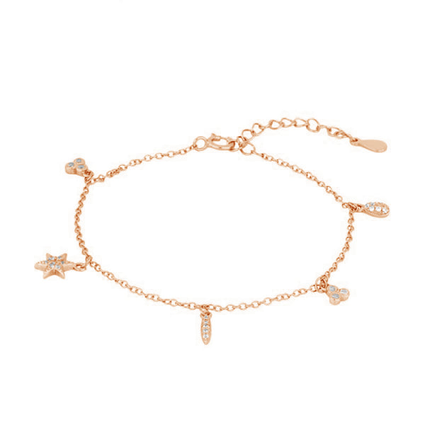 FS0078 925 Sterling Silver Star & Lotus Zircon Bracelet