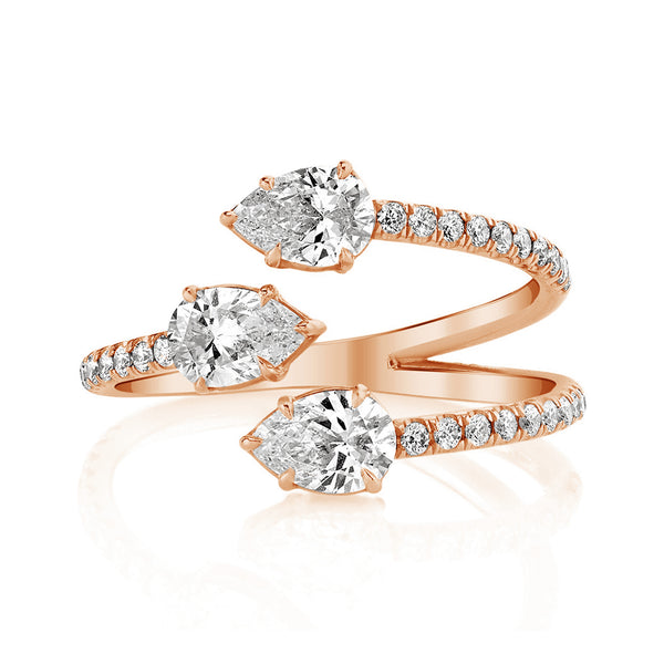 FJ0383 925 Sterling Silver Three Pave Zircon Claw Ring