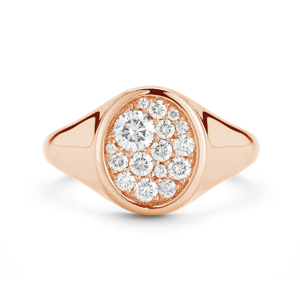 FJ0424 925 Sterling Silver Pave Zircon Oval Signet Ring