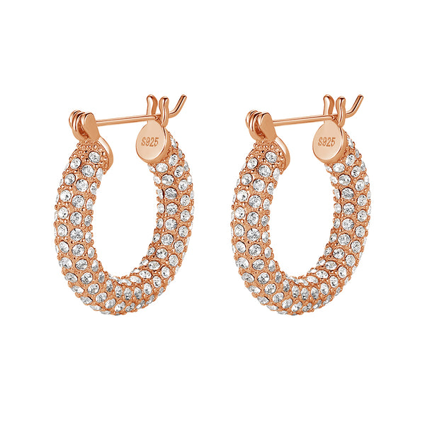 FE1187 925 Sterling Silver Pave Diamond Big Hoops Earrings