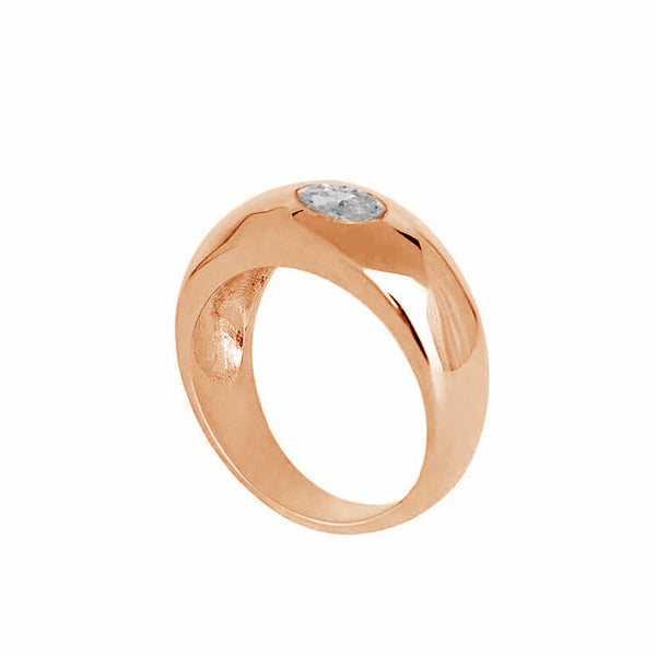 FJ0278 925 Sterling Silver Zircon Dome Ring