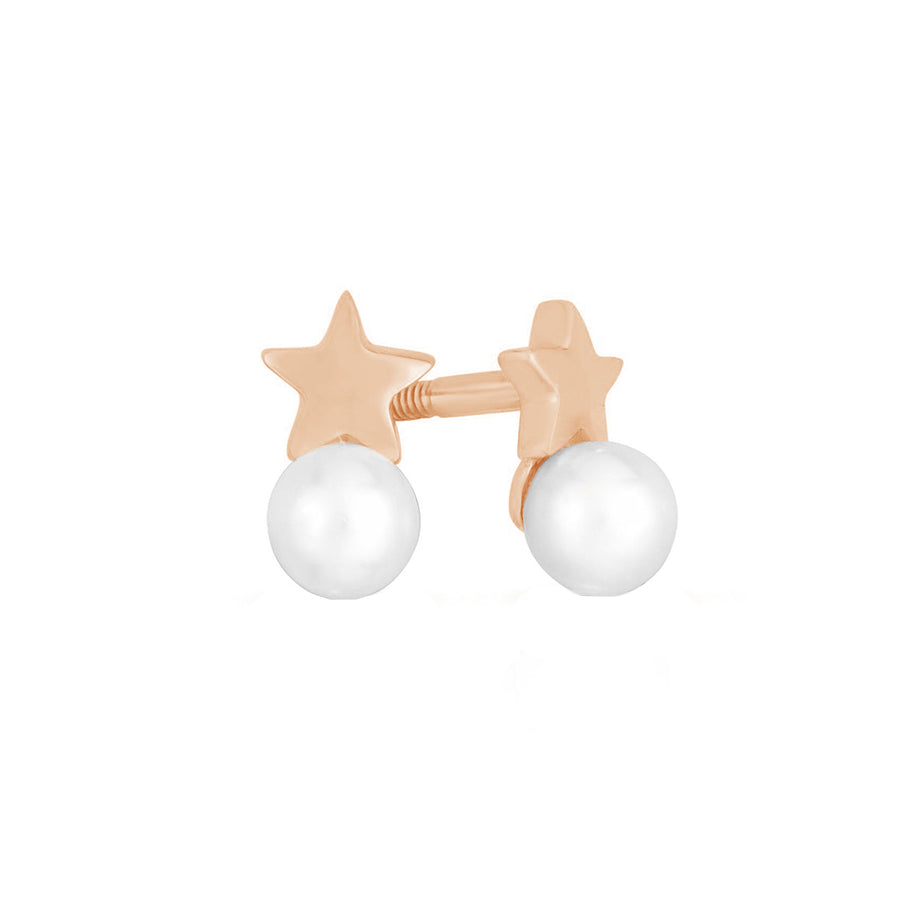 FE1591 925 Sterling Silver Kids Star Pearl Studs Earrings