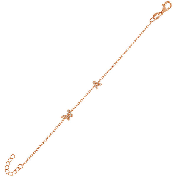 FS0130 925 Sterling Silver Butterfly CZ Bracelet