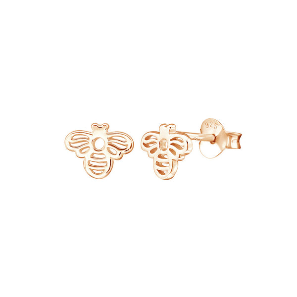 FE0152 925 Sterling Silver Honey Bee Stud Earrings