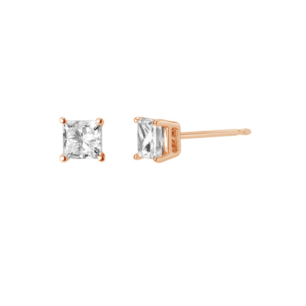 FE1066 925 Sterling Silver Square Zircon Stud Earrings