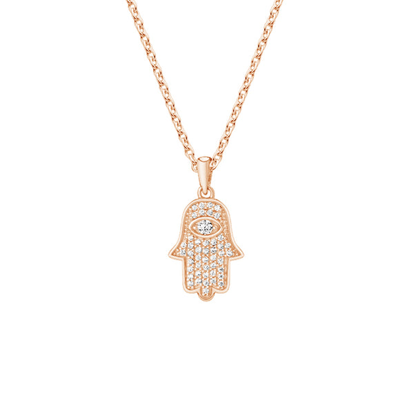 FX0632 925 Sterling Silver Hamsa Hand Pendant Necklace