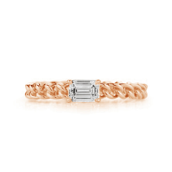 FJ0410 925 Sterling Silver Baguette Zircon Link Ring