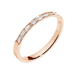 FJ0455 925 Sterling Silver Half Diamond Baguette Ring