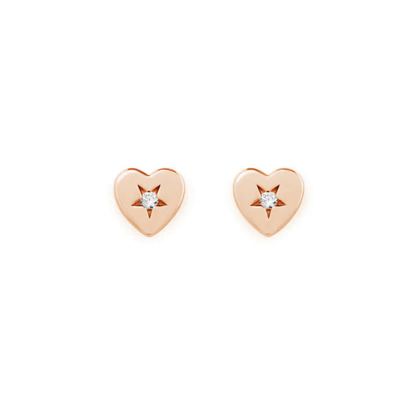 FE1000 925 Sterling Silver Heart Shape Stud Earrings