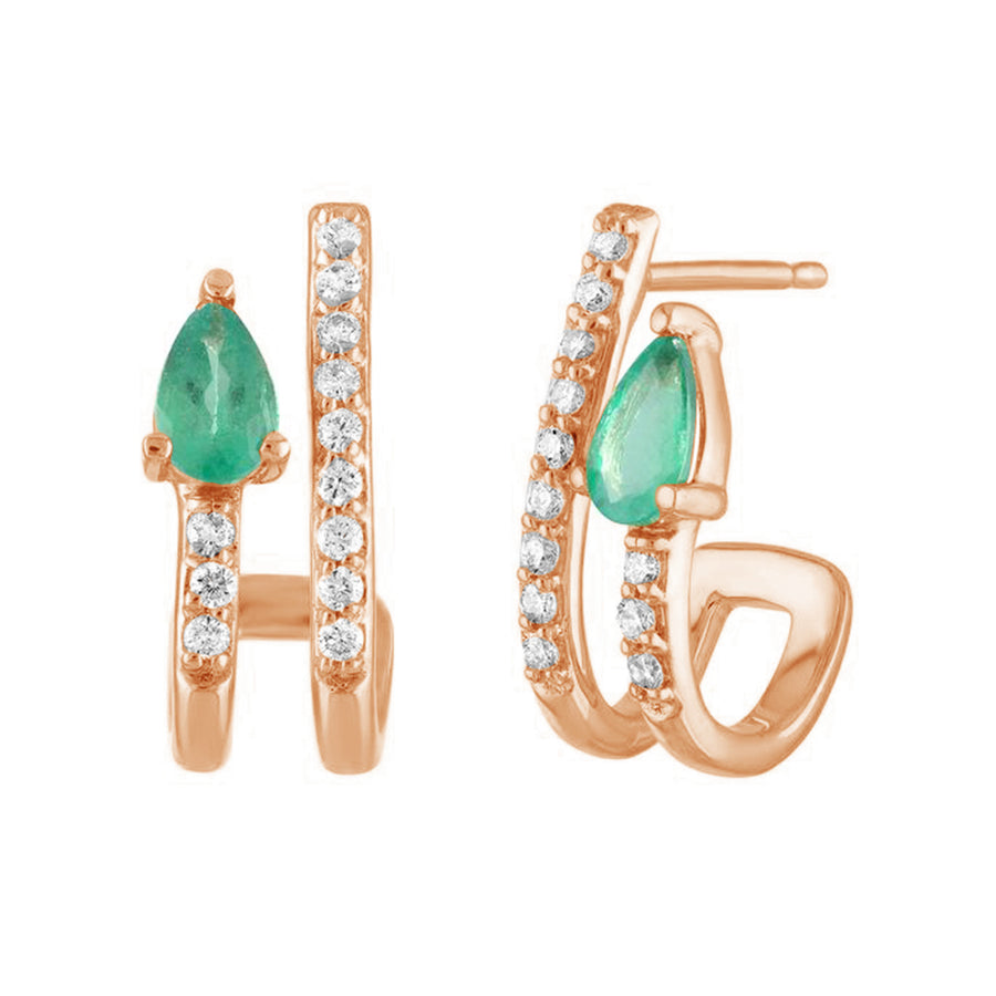 FE1575 925 Sterling Silver Star Emerald Stud Earrings