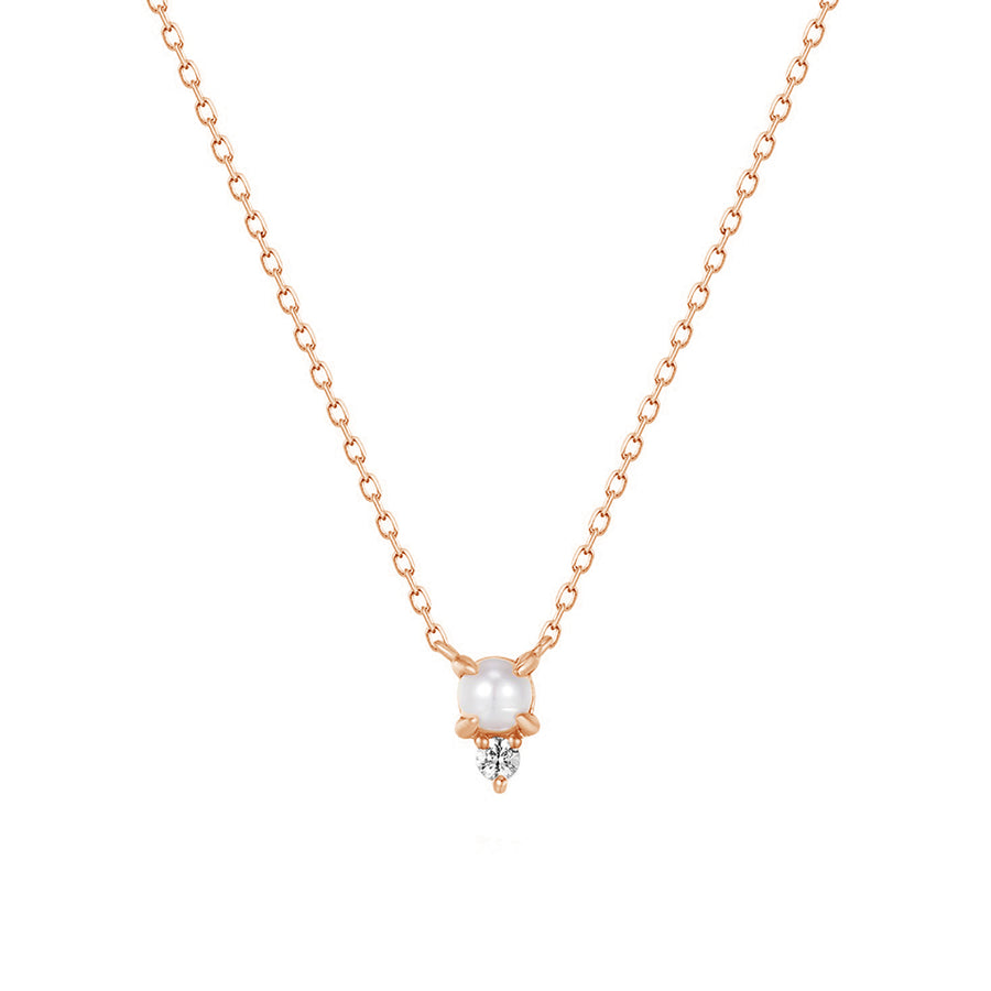 FX0675 925 Sterling Silver CZ Freshwater Pearl Pendant Necklace