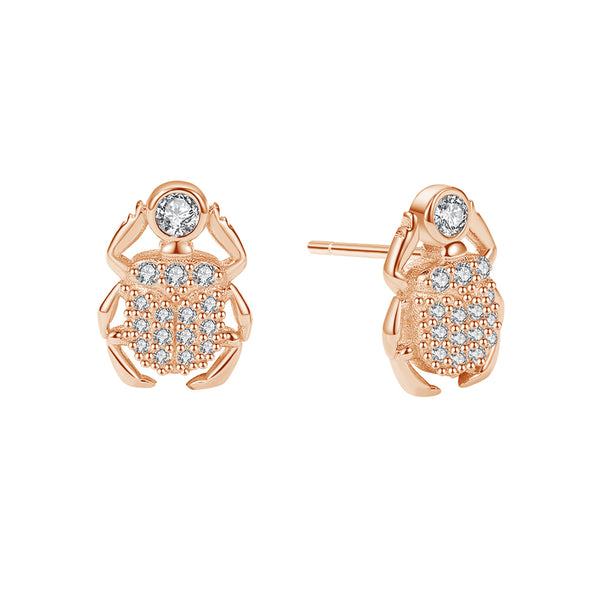 FE1886 925 Sterling Silver Scarab Mini Stud Earring