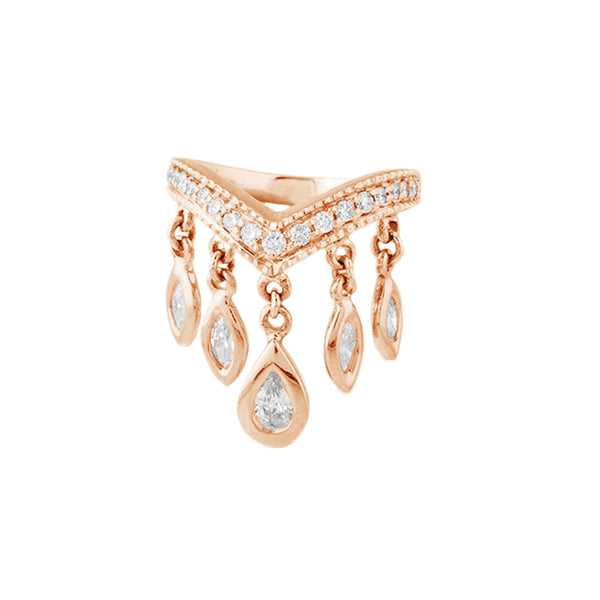 FJ0627 925 Sterling Silver V Band Teardrop CZ Ring