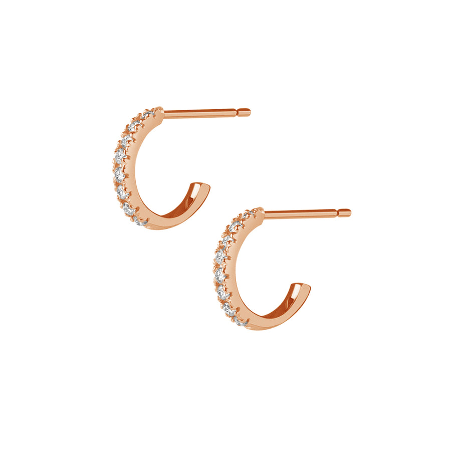 FE1051 925 Sterling Silver Diamond Pave Hoop Earrings