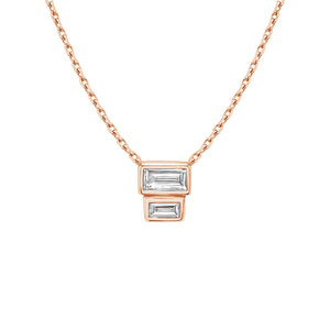 FX0707 925 Sterling Silver Stacked Baguette Cubic Zirconia Necklace