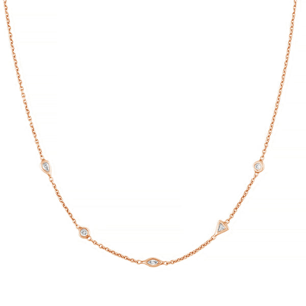 FX0559 925 Sterling Silver Diamond Spaced Choker Necklace