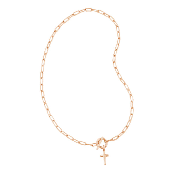 FX0908 925 Sterling Silver Cross Pendant Toggle Paperclip Necklace For Women