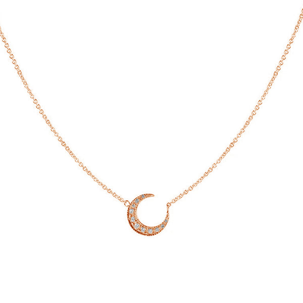 FX0560 925 Sterling Silver Crescent Pendant Necklace